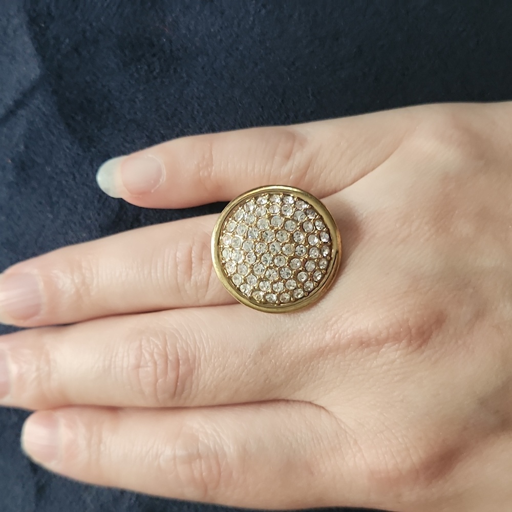 Gold tone cz dome ring